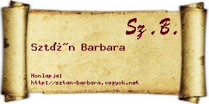Sztán Barbara névjegykártya