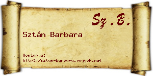 Sztán Barbara névjegykártya
